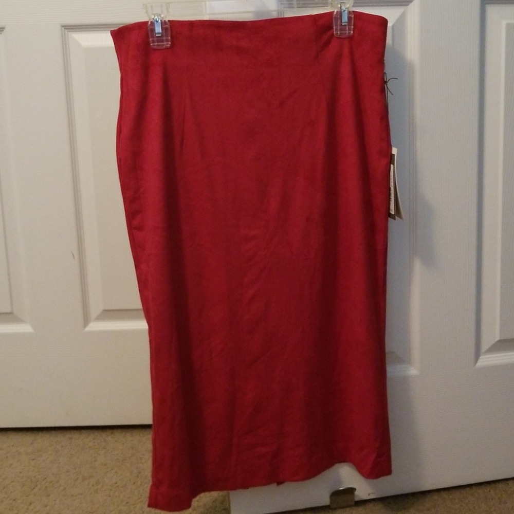 NY&Co red suede pencil skirt